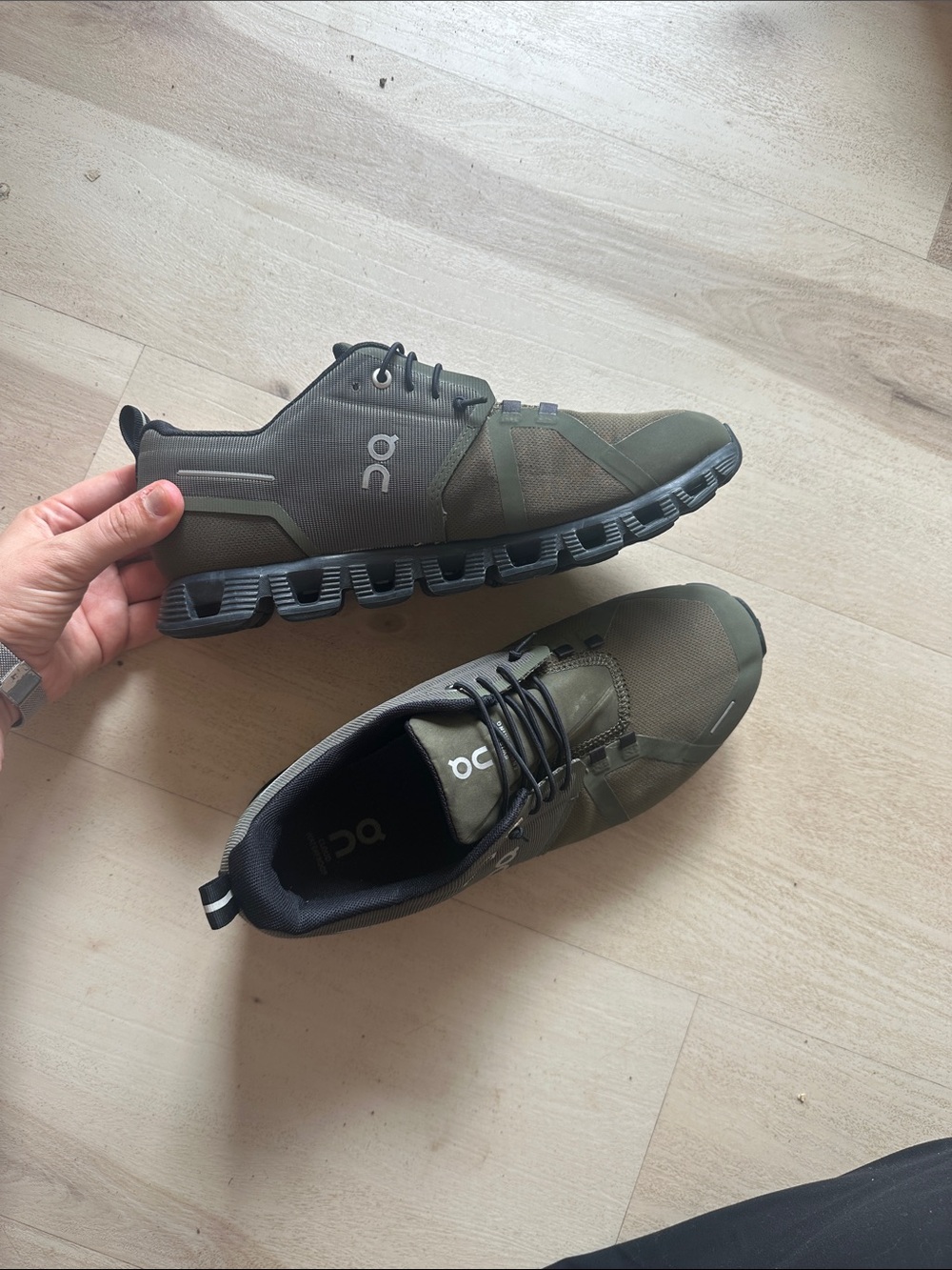 On Cloud Men’s Athletic Shoes in Olive Green and Black